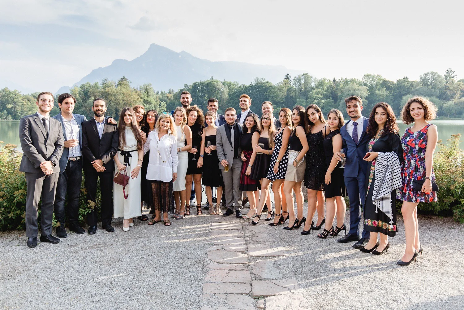LAU participants and faculty by the lake at the 2018 Salzburg Academy.