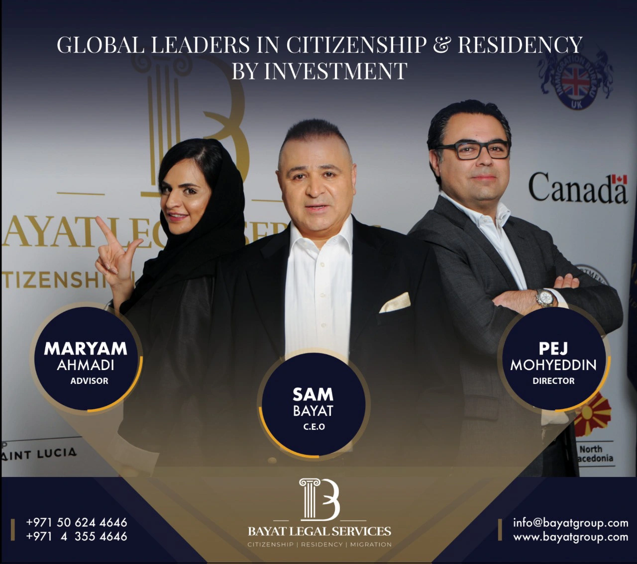 Published group portrait for Bayat Legal Services.