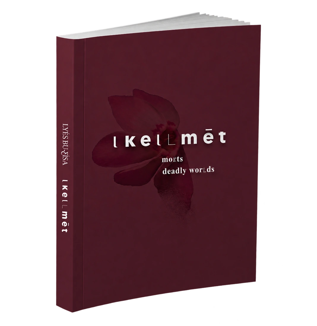 lkelLmét — isolated book-cover mockup, showing the cover, spine and page edges. Cover design and title lettering by Alex Dahdah.