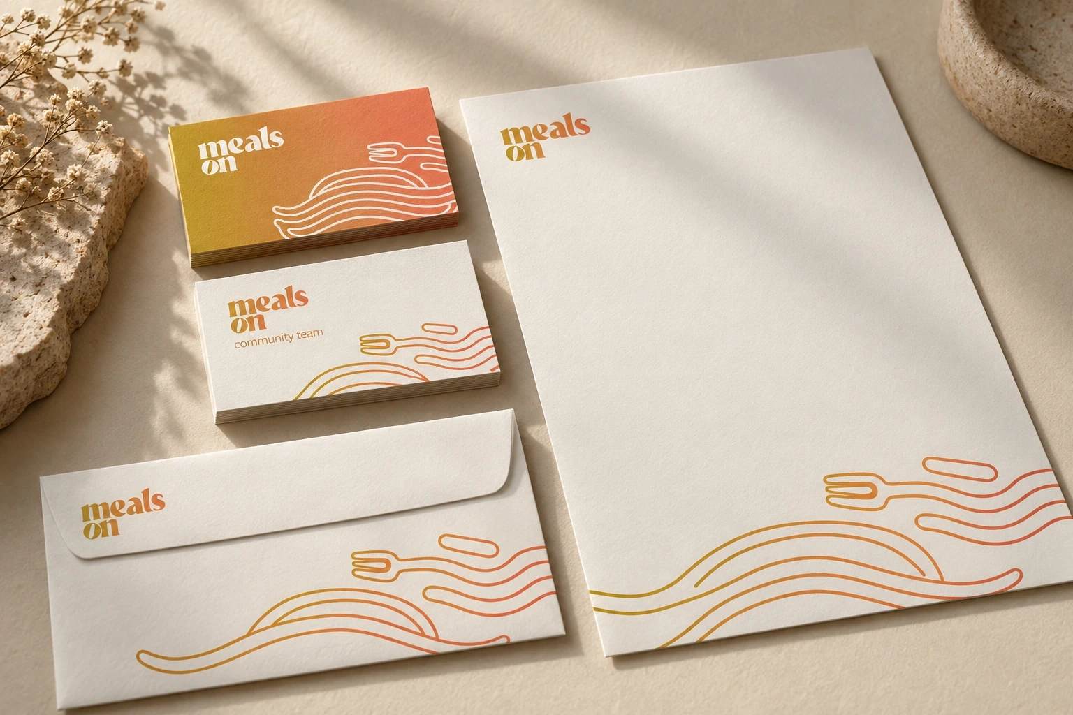 Business cards, letterhead and envelope · AI-generated concept mockup