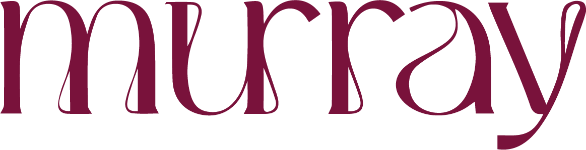 Original Murray wordmark in burgundy.