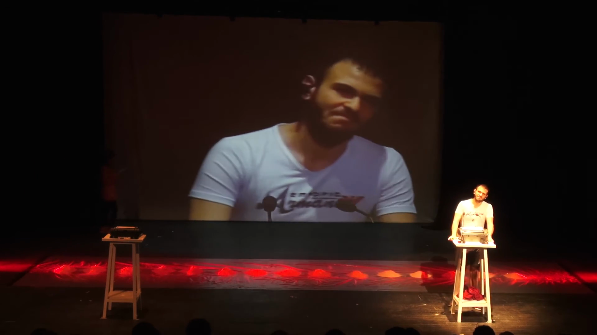 1975–2019 — selected frame from Alex Dahdah’s performance excerpt. Directed by Lina Abyad.