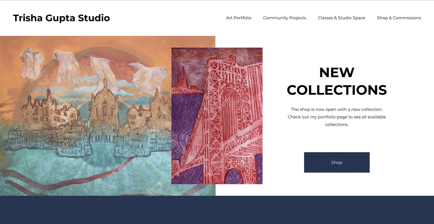 January 29, 2024 homepage with four revised navigation groups; the artwork presentation remains in place.